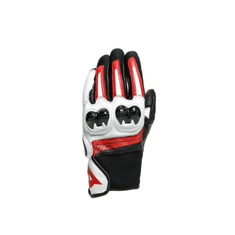 MIG 3 UNISEX LEATHER GLOVES BLACK WHITE LAVA-RED | DAINESE