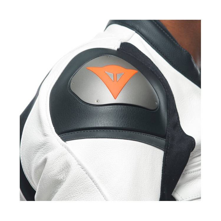 RACING 4 LEATHER JACKET WHITE BLACK | DAINESE