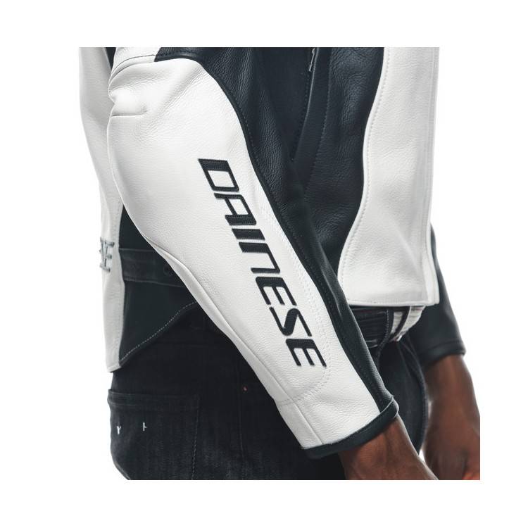 RACING 4 LEATHER JACKET WHITE BLACK | DAINESE