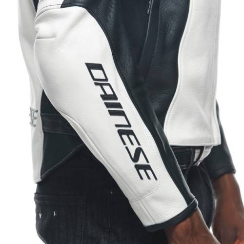 RACING 4 LEATHER JACKET WHITE BLACK | DAINESE