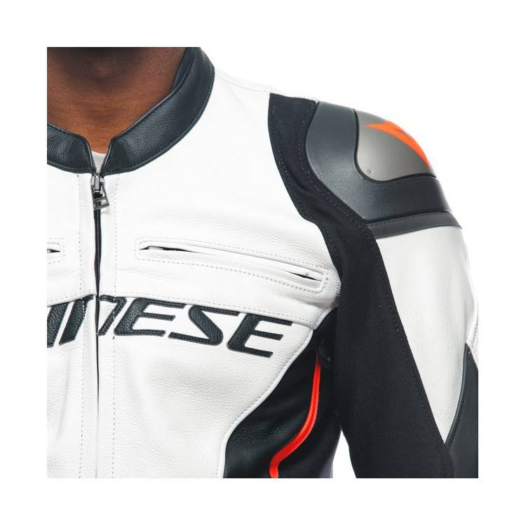 RACING 4 LEATHER JACKET WHITE BLACK | DAINESE
