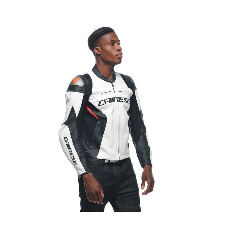 RACING 4 LEATHER JACKET WHITE BLACK | DAINESE
