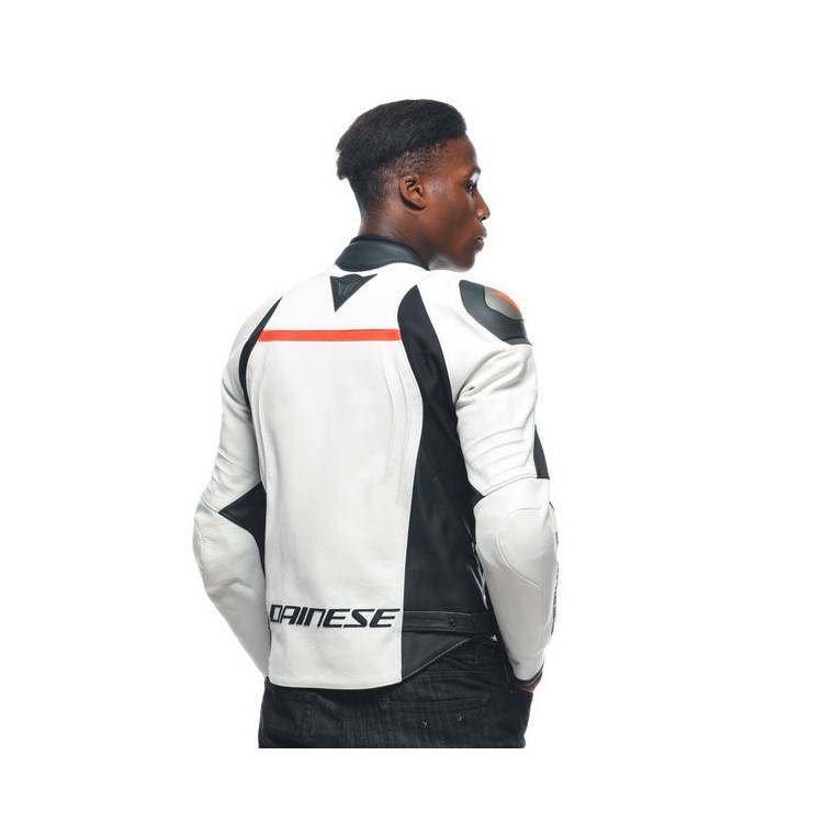 RACING 4 LEATHER JACKET WHITE BLACK | DAINESE