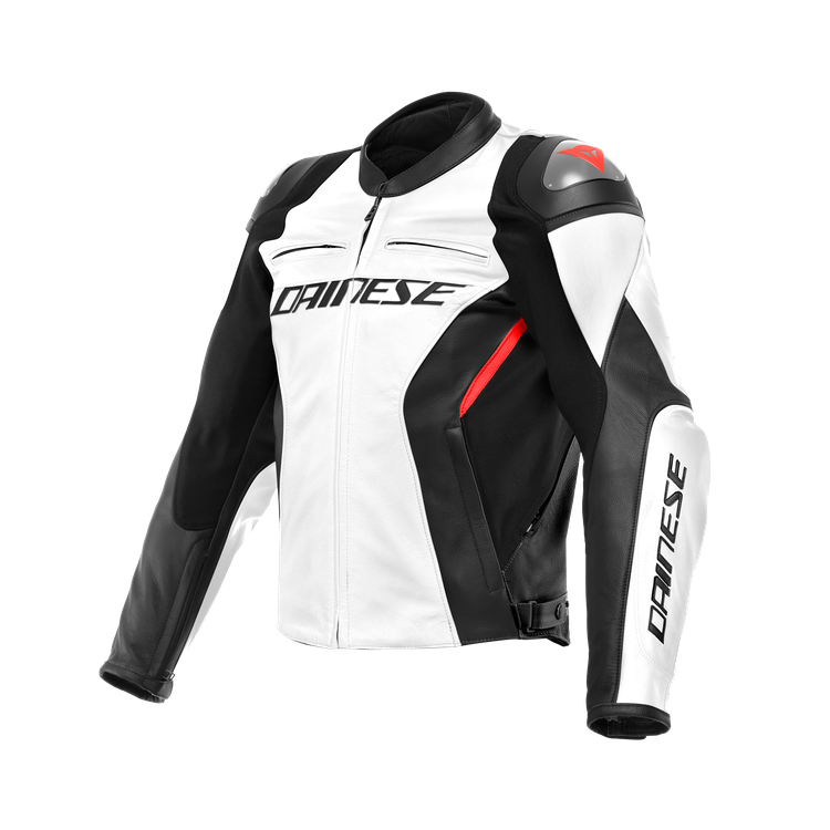 RACING 4 LEATHER JACKET WHITE BLACK | DAINESE