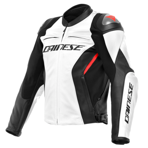 RACING 4 LEATHER JACKET WHITE BLACK | DAINESE