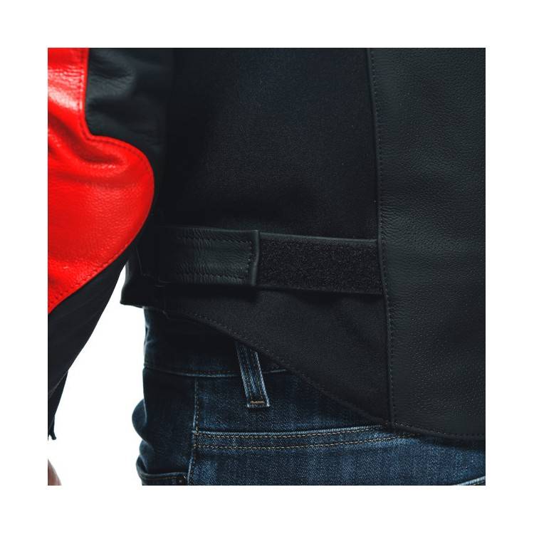SPORTIVA LEATHER JACKET PERF. BLACK-MATT LAVA-RED WHITE | DAINESE