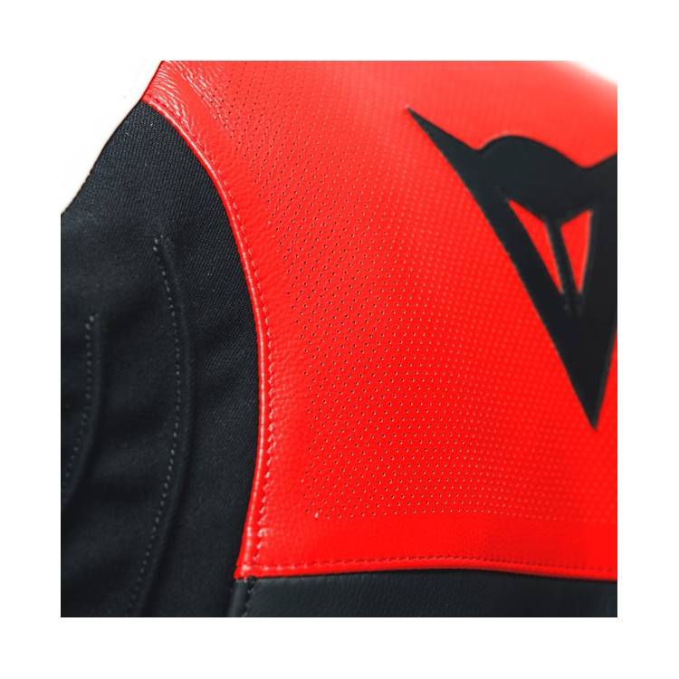 SPORTIVA LEATHER JACKET PERF. BLACK-MATT LAVA-RED WHITE | DAINESE