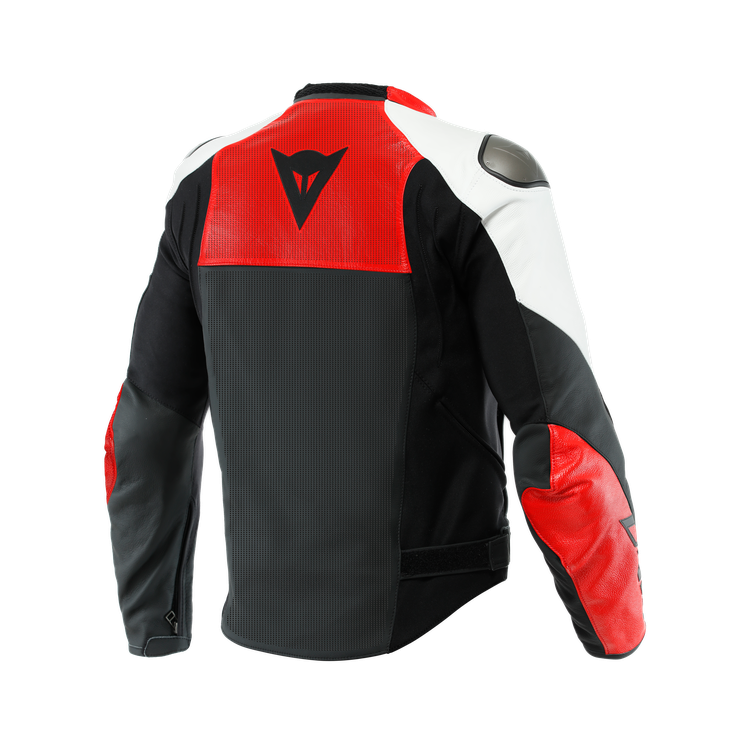 SPORTIVA LEATHER JACKET PERF. BLACK-MATT LAVA-RED WHITE | DAINESE