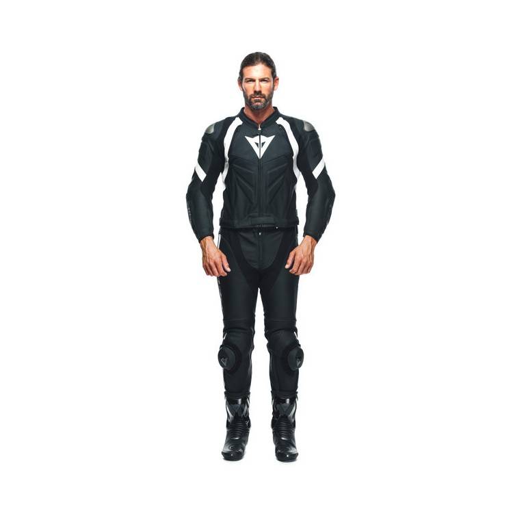 AVRO 4 LEATHER 2PCS SUIT BLACK-MATT BLACK-MATT WHITE | DAINESE