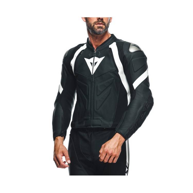 AVRO 4 LEATHER 2PCS SUIT BLACK-MATT BLACK-MATT WHITE | DAINESE