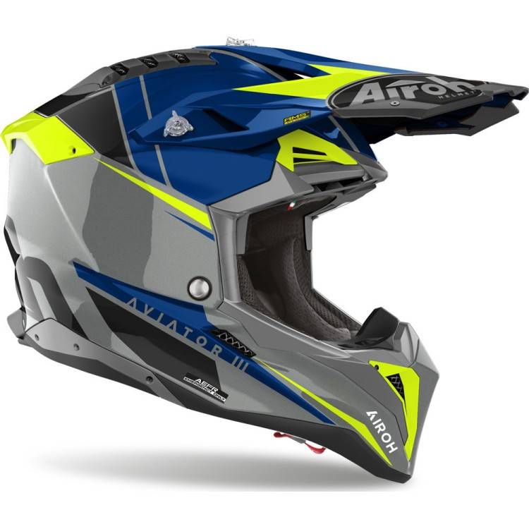 CASCO AVIATOR 3 PUSH BLU LUCIDO | AIROH