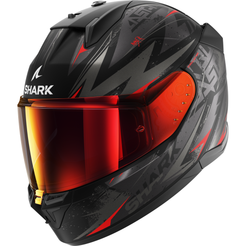 CASCO INTEGRALE D-SKWAL 3 BLAST-R MAT BLACK ANTHRACITE RED | SHARK HELMETS | HE0921EKAR