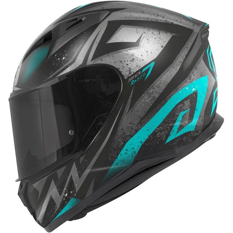 CASCO INTEGRALE 50.7 REBEL NERO OPACO LIGHT BLUE | GIVI | H507FRBBT