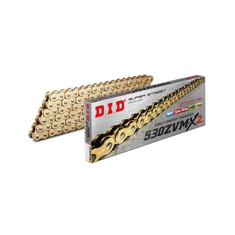 CATENA DID 530ZVM-X2 (GOLD & GOLD) - LUNGHEZZA: 122 MAGLIE CON GIUNTO A RIVETTO (ZJ) | SGR | 535231222