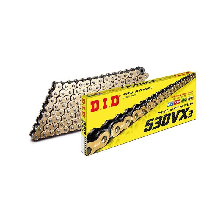 CATENA DID 530VX3 (GOLD & BLACK) - LUNGHEZZA: 124 MAGLIE CON GIUNTO A RIVETTO (ZJ) | SGR | 535081242