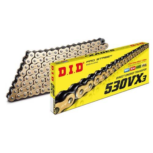 CATENA DID 530VX3 (GOLD & BLACK) - LUNGHEZZA: 124 MAGLIE CON GIUNTO A RIVETTO (ZJ) | SGR | 535081242