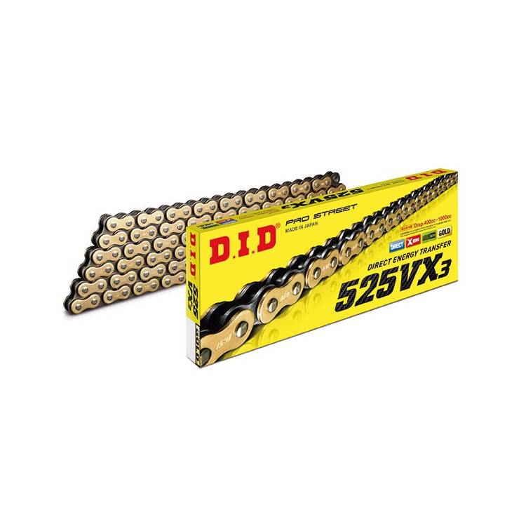 CATENA DID 525VX3 (GOLD & BLACK) - LUNGHEZZA: 124 MAGLIE CON GIUNTO A RIVETTO (ZJ) | SGR | 534081242