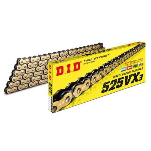 CATENA DID 525VX3 (GOLD & BLACK) - LUNGHEZZA: 124 MAGLIE CON GIUNTO A RIVETTO (ZJ) | SGR | 534081242