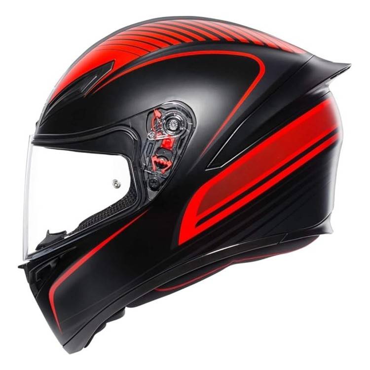 CASCO INTEGRALE K1 S AGV E2206 WARMUP MATT BLACK RED | AGV