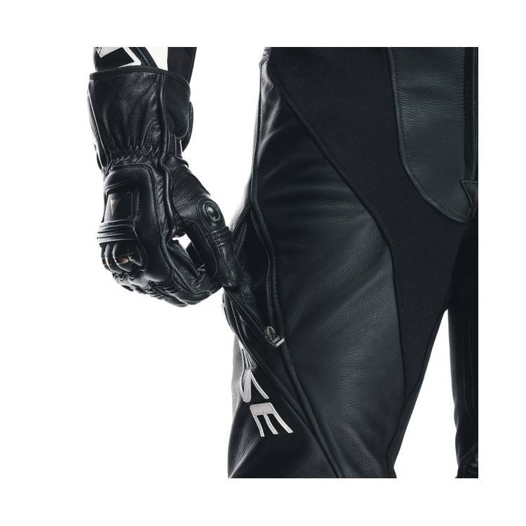 TUTA LAGUNA SECA 5 2PCS PELLE  PERF BLACK BLACK WHITE MAN | DAINESE
