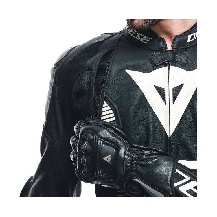 TUTA LAGUNA SECA 5 2PCS PELLE  PERF BLACK BLACK WHITE MAN | DAINESE