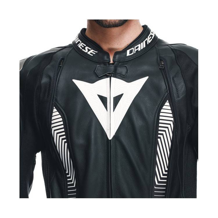 TUTA LAGUNA SECA 5 2PCS PELLE  PERF BLACK BLACK WHITE MAN | DAINESE