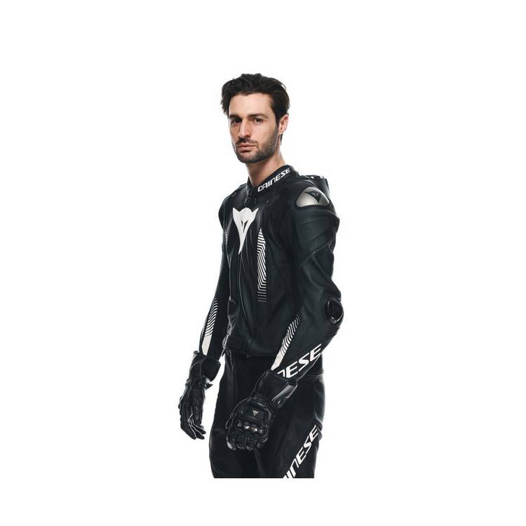 TUTA LAGUNA SECA 5 2PCS PELLE  PERF BLACK BLACK WHITE MAN | DAINESE