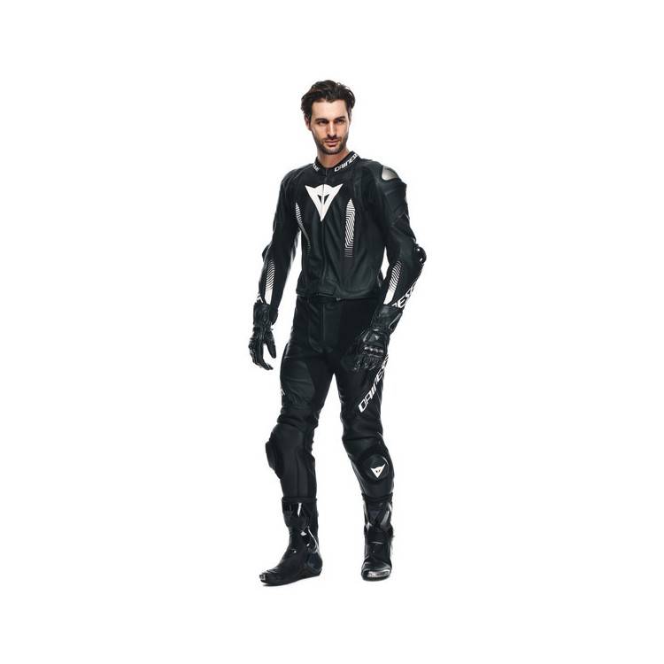 TUTA LAGUNA SECA 5 2PCS PELLE  PERF BLACK BLACK WHITE MAN | DAINESE