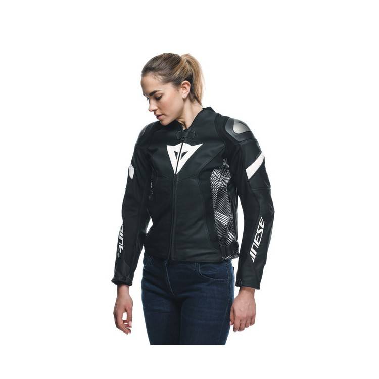 GIACCA AVRO 5 LEATHER JACKET WMN BLACK BLACK WHITE | DAINESE