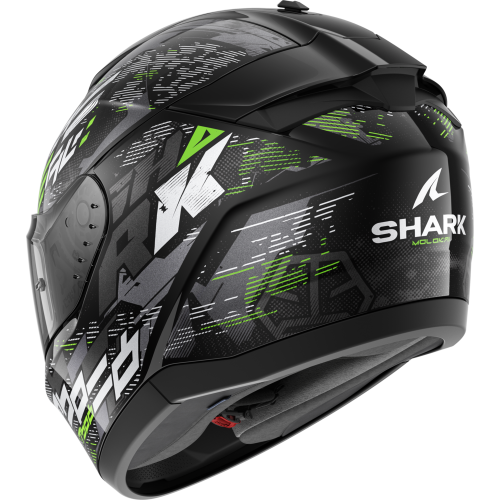 CASCO INTEGRALE RIDILL 2 MOLOKAI BLACK SILVER GREEN | SHARK HELMETS