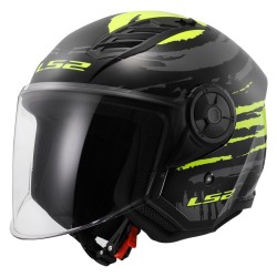 CASCO JET LS2 OF616 AIRFLOW II BRUSH BLACK H-V YELLOW-06  | LS2