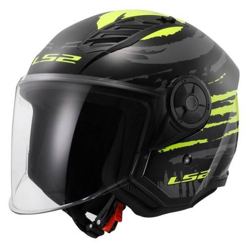 CASCO JET LS2 OF616 AIRFLOW II BRUSH BLACK H-V YELLOW-06  | LS2
