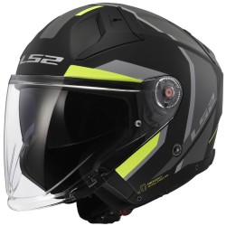 CASCO JET LS2 OF603 INFINITY II FOCUS M.BLACK H-V YELL.-06  | LS2