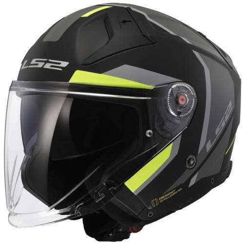 CASCO JET LS2 OF603 INFINITY II FOCUS M.BLACK H-V YELL.-06  | LS2