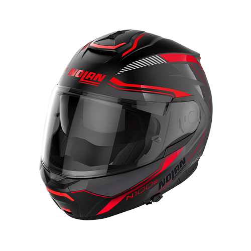 CASCO MODULARE N100-6 SURVEYOR N-COM 021 FLAT BLACK - RED - WHITE - ANTHRACITE  | NOLAN