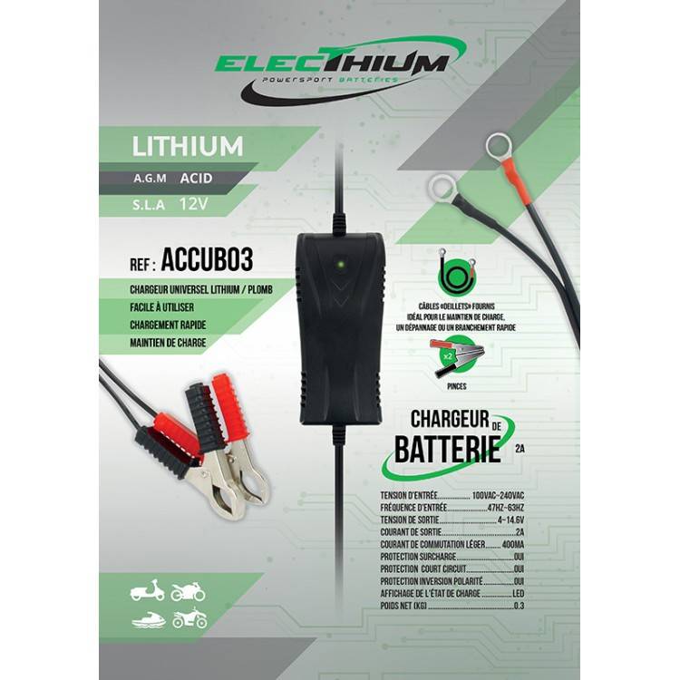 CARICA BATTERIE MOTO / SCOOTER - BATTERIE LITIO / ACIDO | ELECTHIUM