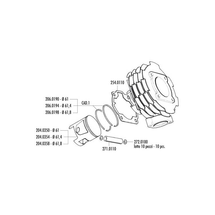 140.0057 KIT VESPA 125 T5 D.61 | POLINI