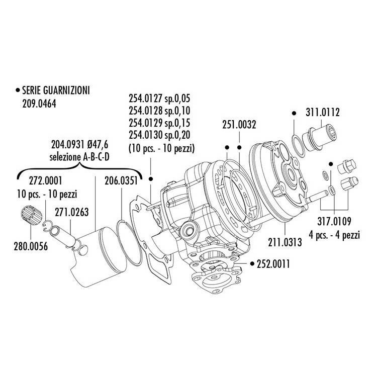 140.0207 KIT PIAGGIO ZIP SP H2O D.47,6 B.85 | POLINI