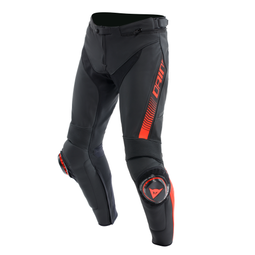 PANTALONI SUPER SPEED LEATHER BLACK RED-FLUO | DAINESE