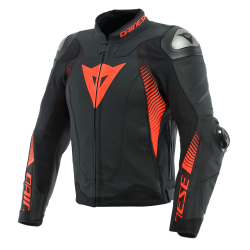 GIACCA SUPER SPEED 4 LEATHER BLACK-MATT FLUO-RED | DAINESE