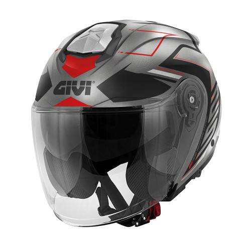 CASCO JET X25F TRACE TITANIO NERO ROSSO | GIVI | HX25FTCTR