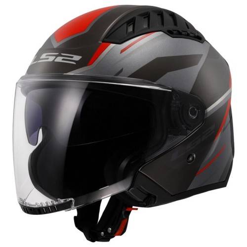 CASCO JET LS2 OF600 COPTER II DISTON GREY RED-06