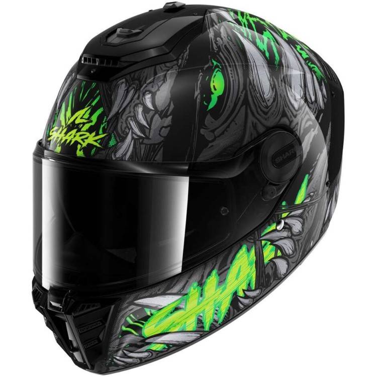 CASCO INTEGRALE SPARTAN RS SHAYTAN BLACK GREEN ANTHRACITE | SHARK HELMETS