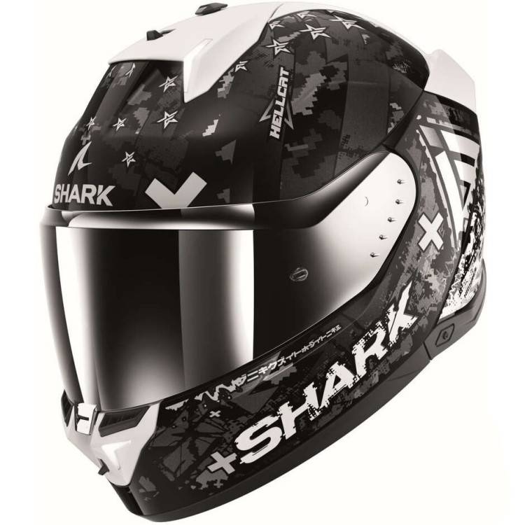 CASCO INTEGRALE SKWAL I3 HELLCAT BLACK CHROM SILVER | SHARK HELMETS