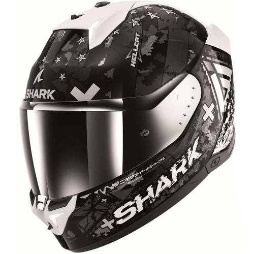 CASCO INTEGRALE SKWAL I3 HELLCAT BLACK CHROM SILVER | SHARK HELMETS