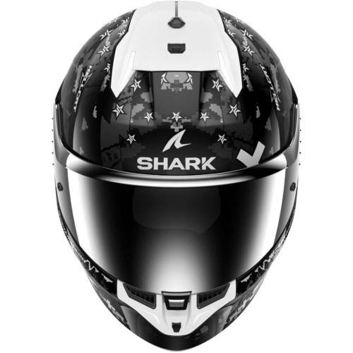 CASCO INTEGRALE SKWAL I3 HELLCAT BLACK CHROM SILVER | SHARK HELMETS