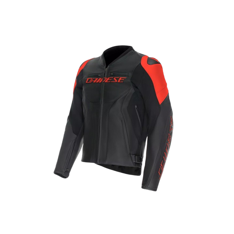 RACING 5 LEATHER JACKET | BLACK BLACK RED-FLUO | DAINESE