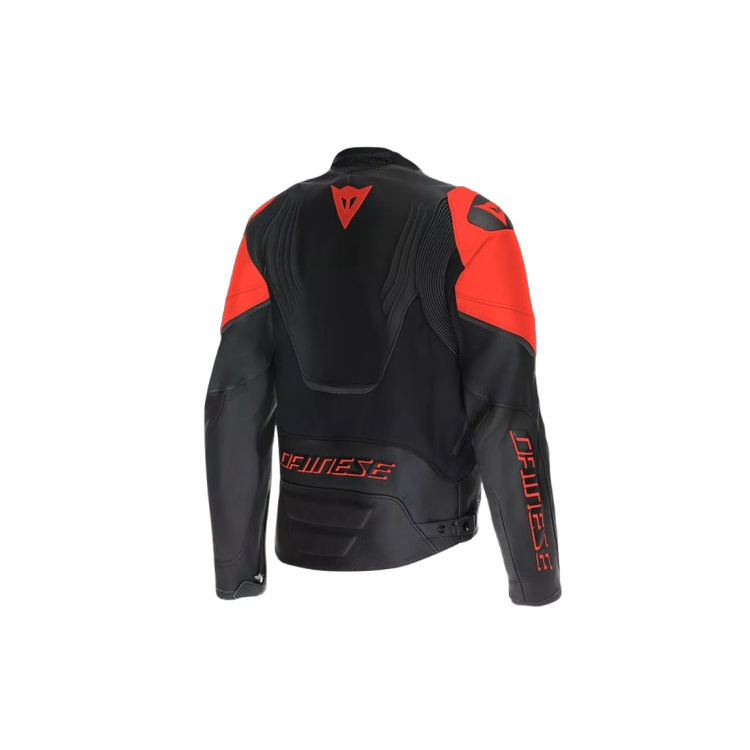 RACING 5 LEATHER JACKET | BLACK BLACK RED-FLUO | DAINESE