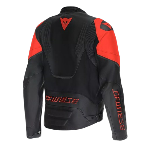 RACING 5 LEATHER JACKET | BLACK BLACK RED-FLUO | DAINESE
