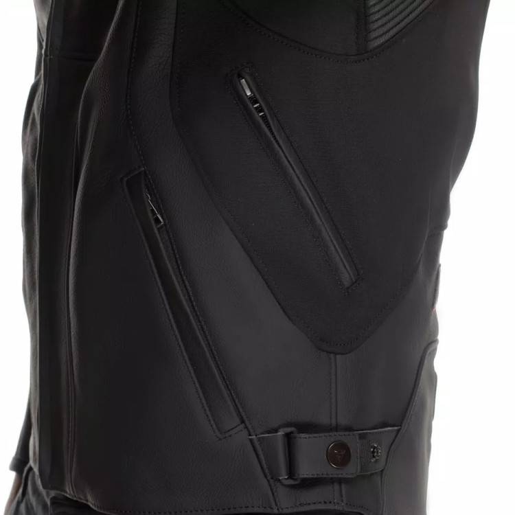 RACING 5 LEATHER JACKET | BLACK BLACK RED-FLUO | DAINESE